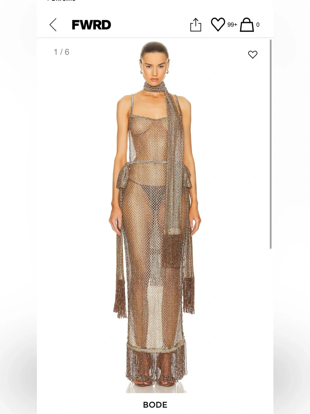 $4000 Bode Sheer Gold Lame Dress
